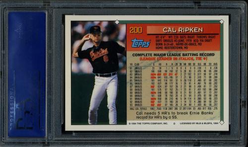 1994 Topps Gold #200 Cal Ripken PSA 10 #40589923 - Back