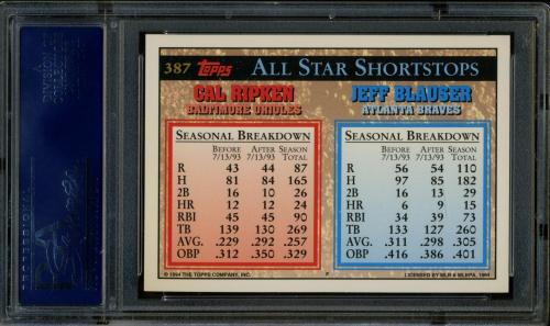 1994 Topps Gold #387 C.Ripken/J.Blauser AS PSA 10 #19792336 - Back