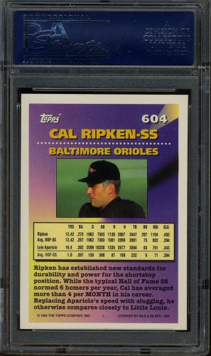 1994 Topps Gold #604 Cal Ripken MOG PSA 10 #19839602 - Back