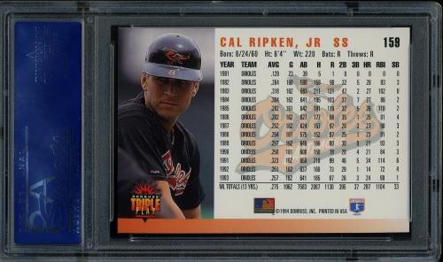 1994 Triple Play #159 Cal Ripken PSA 10 #15628808 - Back