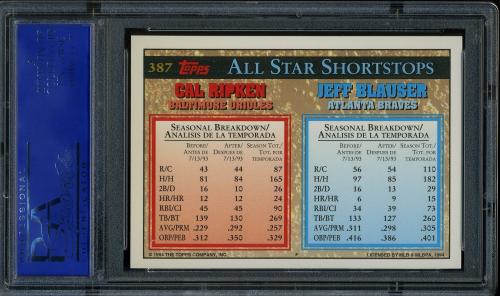 1994 Topps Spanish #387 C.Ripken/J.Blauser AS PSA 9 #11789011 - Back