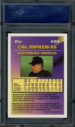 1994 Topps Spanish #604 Cal Ripken MOG PSA 10 #18424792 - Back
