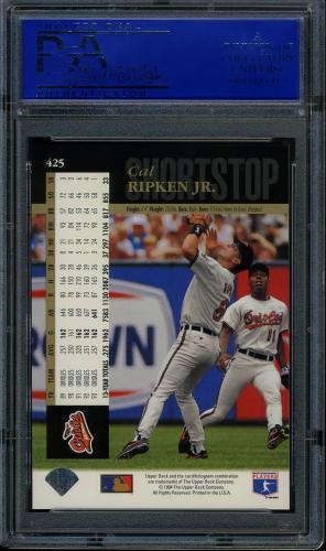 1994 Upper Deck #425 Cal Ripken PSA 10 #30980088 - Back