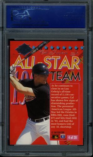 1994 Ultra All-Stars #4 Cal Ripken PSA 10 #14190691 - Back