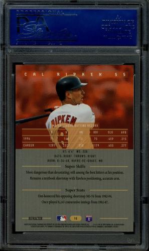 1995 Bowman's Best Refractors #10 Cal Ripken PSA 10 #14514491 - Back