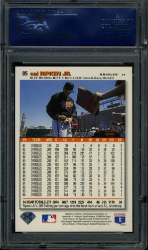 1995 Collector's Choice Gold Signature #085 Cal Ripken PSA 10 #20968068 - Back