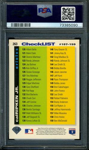 1995 Collector's Choice SE Gold Signature #263 Cal Ripken CL PSA 8 #73385090 - Back