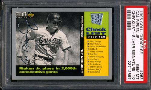 1995 Collector's Choice SE Silver Signature #263 Cal Ripken CL PSA 10 #23712897