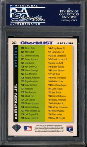 1995 Collector's Choice SE Silver Signature #263 Cal Ripken CL PSA 10 #23712897 - Back