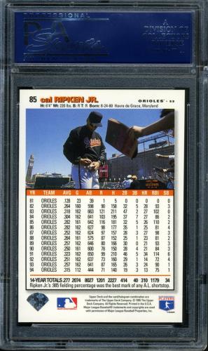 1995 Collector's Choice Silver Signature #085 Cal Ripken PSA 10 #21123271 - Back