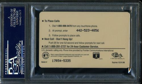 1995 Classic $10 Phone Cards - Brown Letters Cal Ripken Jr. PSA 9 #23938131 - Back