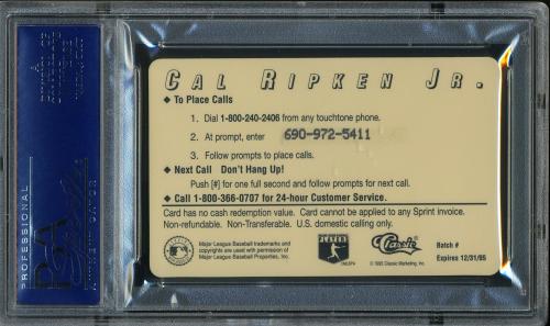 1995 Classic $10 Phone Cards Cal Ripken Jr. (fielding) PSA 10 #17250942 - Back