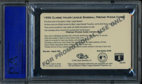 1995 Classic $10 Phone Cards Promos Cal Ripken PSA 10 #11789028 - Back