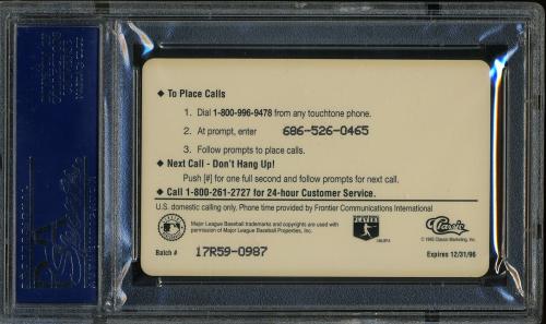 1995 Classic $10 Phone Cards #3 Cal Ripken Jr. - Swinging Bat PSA 10 #21101001 - Back
