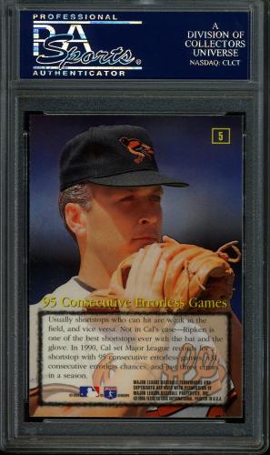 1995 Emotion Ripken #05 Cal Ripken-95 Consecutived Errorless Games PSA 10 #23873880 - Back