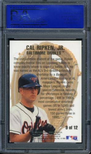 1995 Flair Hot Gloves #9 Cal Ripken PSA 10 #11786105 - Back