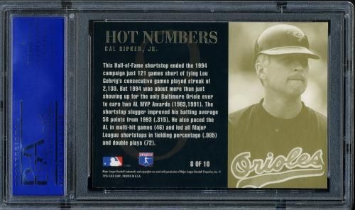 1995 Flair Hot Numbers #8 Cal Ripken PSA 10 #11786106 - Back