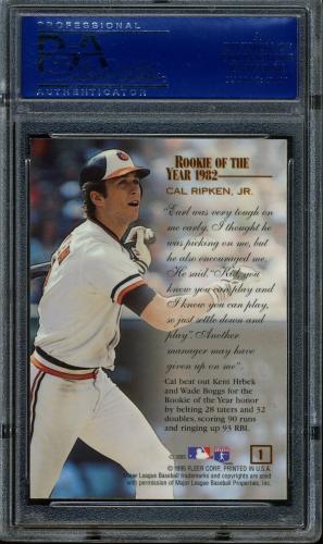 1995 Flair Ripken #01 Cal Ripken-Rookie of the Year PSA 10 #14190738 - Back