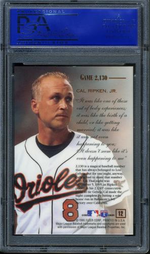 1995 Flair Ripken #12 Cal Ripken MAIL PSA 10 #11786111 - Back