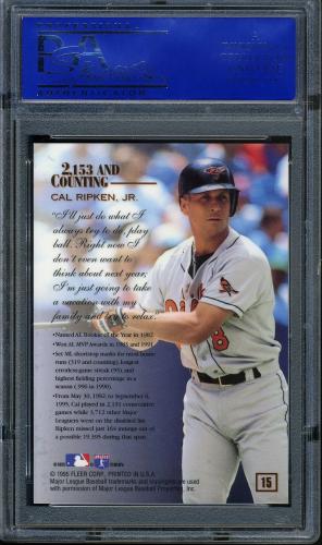 1995 Flair Ripken #15 Cal Ripken MAIL PSA 10 #11786107 - Back