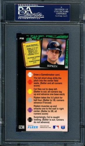 1995 Fleer Extra Bases Game Test Samples #18 Cal Ripken Jr. PSA 8 #22137139 - Back