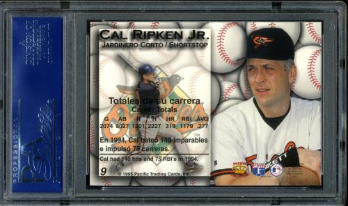 1995 Pacific Gold Prisms #9 Cal Ripken PSA 10 #16488026 - Back