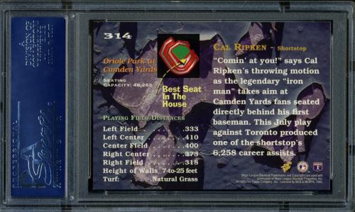 1995 Stadium Club #314 Cal Ripken BES PSA 10 #81569427 - Back