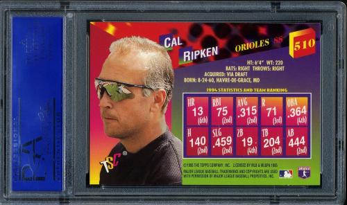 1995 Stadium Club #510 Cal Ripken EC PSA 9 #11786149 - Back