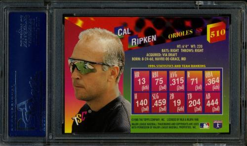 1995 Stadium Club #510 Cal Ripken EC PSA 10 #20510480 - Back