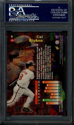 1995 Stadium Club Virtual Reality Members Only #1 Cal Ripken PSA 10 #22787094 - Back