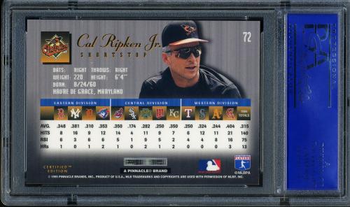 1995 Select Certified #0072 Cal Ripken PSA 10 #11786137 - Back