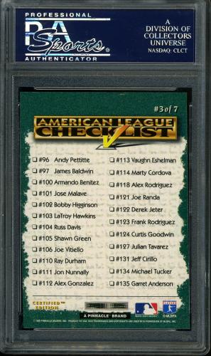 1995 Select Certified Checklists #3 Cal Ripken PSA 10 #23712936 - Back