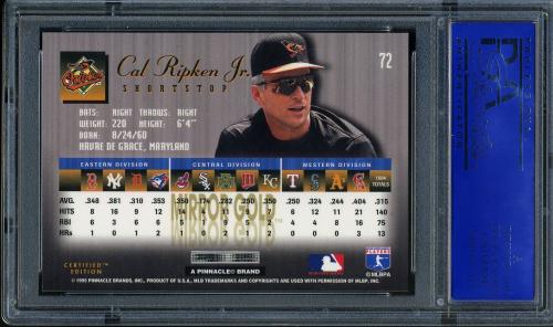 1995 Select Certified Mirror Gold #0072 Cal Ripken PSA 10 #11786140 - Back