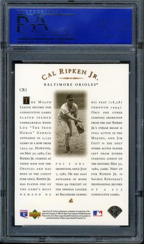 1995 SP Championship #CR1 Cal Ripken 2131 PSA 10 #11786141 - Back