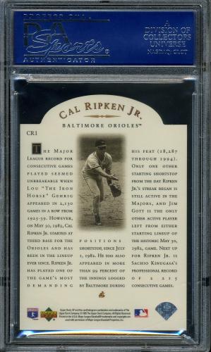 1995 SP Championship Die Cuts #CR1 Cal Ripken 2131 DC PSA 10 #16499556 - Back