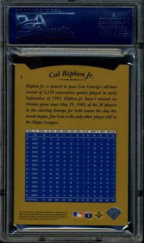 1995 SP Silver #1 Cal Ripken Salute PSA 10 #20708309 - Back
