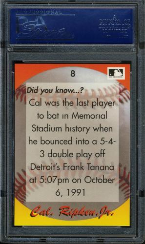 1995 Star Ripken 080 #008 Cal Ripken-Did you know...? PSA 10 #17250948 - Back