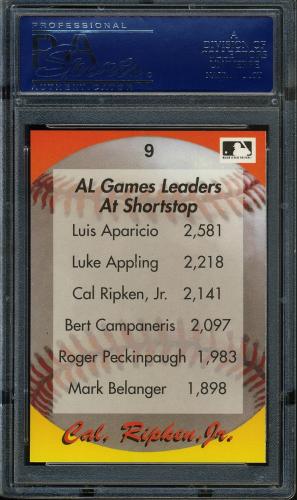 1995 Star Ripken 080 #009 Cal Ripken-AL Games Leaders at SS PSA 10 #17250949 - Back