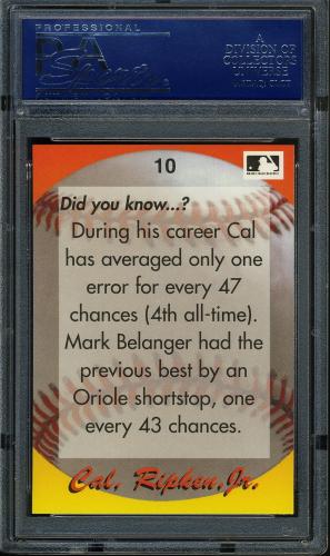 1995 Star Ripken 080 #010 Cal Ripken-Did you know...? PSA 10 #17250950 - Back