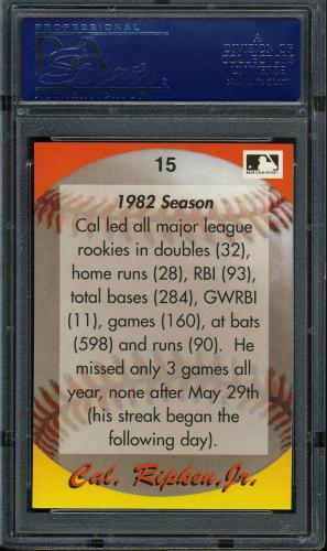 1995 Star Ripken 080 #015 Cal Ripken-1982 Season PSA 10 #17250955 - Back