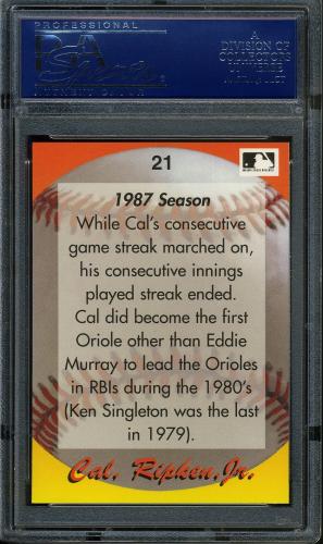 1995 Star Ripken 080 #021 Cal Ripken-1987 Season PSA 10 #17250960 - Back