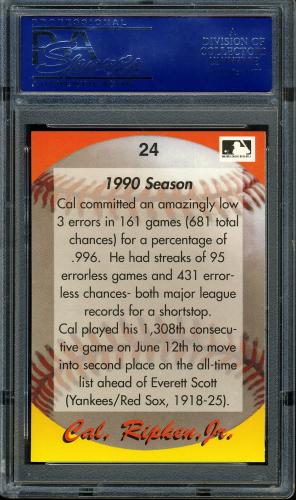 1995 Star Ripken 080 #024 Cal Ripken-1990 Season PSA 10 #15004029 - Back