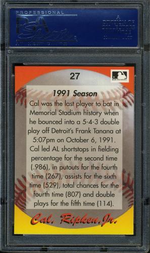 1995 Star Ripken 080 #027 Cal Ripken-1991 Season-5 PSA 10 #17250963 - Back