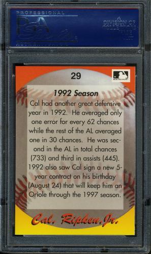 1995 Star Ripken 080 #029 Cal Ripken-1992 Season-2 PSA 10 #17250965 - Back