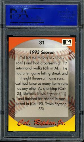 1995 Star Ripken 080 #031 Cal Ripken-1993 Season-2 PSA 10 #11786546 - Back