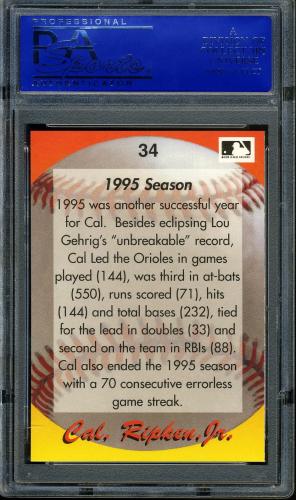 1995 Star Ripken 080 #034 Cal Ripken-1995 Season PSA 10 #30980119 - Back