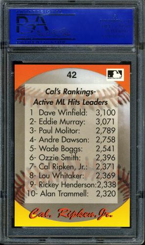 1995 Star Ripken 080 #042 Cal Ripken-Active Hits Leaders PSA 10 #11786552 - Back