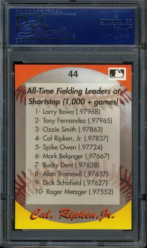 1995 Star Ripken 080 #044 Cal Ripken-All-Time Fielding Leaders PSA 10 #17250971 - Back