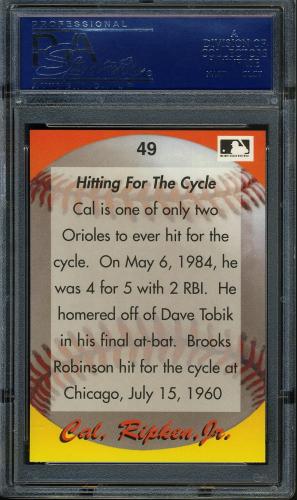 1995 Star Ripken 080 #049 Cal Ripken-Hitting for the Cycle PSA 10 #17250973 - Back