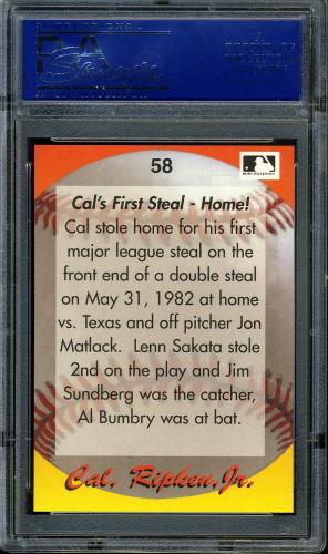 1995 Star Ripken 080 #058 Cal Ripken-Cal's First Steal-Home PSA 10 #15004023 - Back
